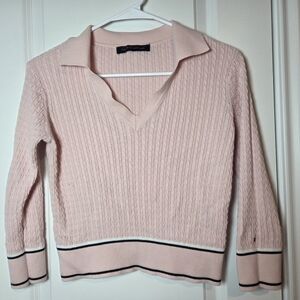 Tommy Hilfiger Pink Cropped Cable Knit Sweater SMALL